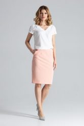 Elegancka Spódnica Tuba przed Kolano - Różowy. Czerwone spódnice damskie Figl, l, bez wzorów, z materiału, eleganckie, ołówkowe. Za 189.00 zł.