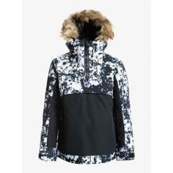 Kurtka narciarska damska Roxy Shelter. Białe kurtki sportowe damskie Roxy, xs, bez wzorów, z materiału, bez ramiączek, bez kaptura, narciarskie. Za 817.80 zł.