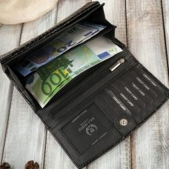 Paolo Peruzzi Portfel damski skórzany duży czarny croco z ochroną RFID AL-02-BL. Brązowe portfele damskie Paolo Peruzzi. Za 138.04 zł.