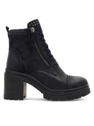 Lasocki Trzewiki WI16-24474-02 Czarny. Czarne botki damskie Lasocki, bez wzorów, ze skóry, bez obcasa, na słupku, bez zapięcia. Za 199.99 zł.