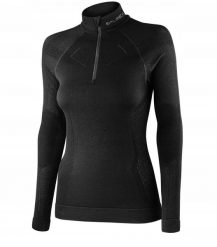 LS1609W Bluza damska z kr�tkim ekspresem EXTREME MERINO czarny XL. Czarne bluzy damskie Brubeck, xl, bez wzorów, bez ramiączek, bez kaptura. Za 505.25 zł.