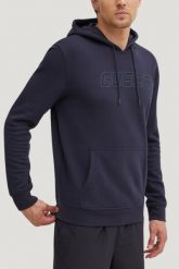 GUESS Granatowa bluza męska Aldwin, Rozmiar L. Niebieskie bluzy męskie Guess, l, z aplikacjami, bez ramiączek, z kapturem. W wyprzedaży za 189.99 zł.