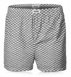 Męskie Bokserki Luźne, Majtki z Rozporkiem na Guzik - Szaro-Białe - Pako Jeans. Szare bokserki męskie Pako Jeans, bez wzorów, z bawełny. Za 33.00 zł.