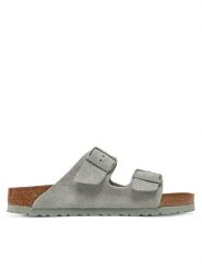 Birkenstock Klapki Arizona 1029215 Zielony. Zielone klapki damskie Birkenstock, bez wzorów, ze skóry, bez obcasa, bez zapięcia. Za 539.99 zł.