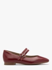 Bordowe baleriny z dwoma paskami AUDREY. Czerwone balerinki damskie Ryłko, bez wzorów, z gumy, bez obcasa, na płaskiej podeszwie, bez zapięcia. Za 349.99 zł.