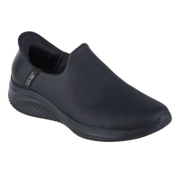 Buty sportowe Sneakersy damskie, Skechers Ultra Flex 3.0 - All Smooth Slip-ins. Czarne obuwie sportowe damskie Skechers, bez wzorów, bez zapięcia, trekkingowe. Za 448.11 zł.