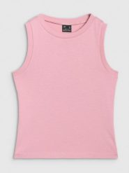 4F Top slim gładki damski - różowy XXL. Czerwone topy damskie 4F, xs, bez wzorów, z bawełny, klasyczne, bez kołnierzyka, bez ramiączek. Za 39.99 zł.
