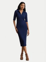 LAUREN RALPH LAUREN Sukienka dzianinowa 200973609002 Granatowy Slim Fit. Niebieskie sukienki damskie Lauren Ralph Lauren, xs, bez wzorów, z dzianiny, bez kołnierzyka, bez ramiączek. Za 589.99 zł.
