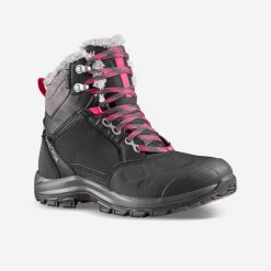 Buty turystyczne damskie Quechua SH500 mountain Mid wodoodporne. Czarne obuwie trekkingowe damskie QUECHUA, bez zapięcia. W wyprzedaży za 179.99 zł.