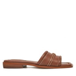Klapki Michael Kors. Brązowe klapki damskie Michael Kors, bez wzorów, bez obcasa, bez zapięcia. Za 639.99 zł.