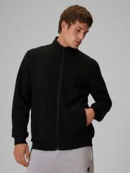 4F Bluza ze strukturalnej dzianiny bez kaptura męska - czarna XXL. Czarne bluzy męskie 4F, m, bez wzorów, z dzianiny, biznesowe, bez ramiączek, bez kaptura. Za 179.99 zł.