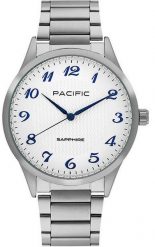 Zegarek męski PACIFIC-stalowy-szkło SZAFIR- BMB-1102-02. Szare zegarki męskie Perfect, bez wzorów, szklane. Za 249.40 zł.