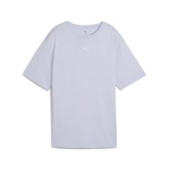 Damska koszulka o luźnym kroju ESS PUMA Cool Weather Blue. Białe bluzki damskie Puma, bez wzorów, sportowe, bez kołnierzyka, bez ramiączek. Za 60.99 zł.