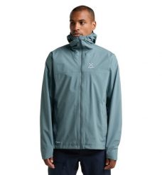 HAGLOFS Kurtka męska KORP PROOF JACKET MEN steel blue-S. Niebieskie kurtki męskie Haglöfs, l, bez wzorów, z materiału, biznesowe, z kapturem. Za 360.05 zł.