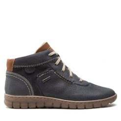 Botki Josef Seibel. Niebieskie botki damskie Josef Seibel, bez wzorów, bez obcasa, na płaskiej podeszwie, bez zapięcia. Za 379.99 zł.