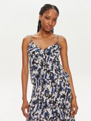 Morgan Top 241-ODOLY1 Granatowy Regular Fit. Niebieskie topy damskie Morgan, bez wzorów, z syntetyku, bez kołnierzyka, bez ramiączek. Za 249.99 zł.