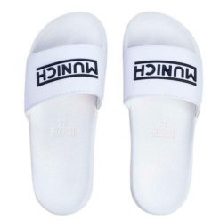Sandały MUNICH FLAT SLIDER D LOGO WH Biały. Białe sandały męskie munich, bez wzorów, z gumy, sportowe, bez zapięcia. Za 150.62 zł.