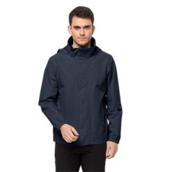 Wodoodporna kurtka Jack Wolfskin Stormy Point 2L. Niebieskie kurtki męskie Jack Wolfskin, l, bez wzorów, z syntetyku, sportowe, bez kaptura. Za 589.00 zł.