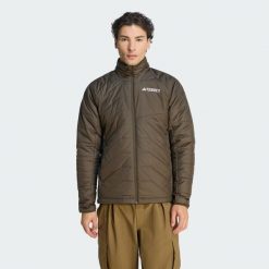 Kurtka Terrex Multi Synthetic Insulated. Zielone kurtki męskie Adidas, bez wzorów, z materiału, sportowe, bez kaptura. Za 569.00 zł.