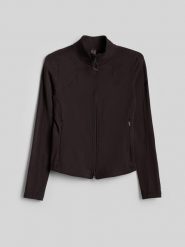 4F Bluza treningowa slim bez kaptura damska - brązowa XL. Brązowe bluzy damskie 4F, xl, bez wzorów, klasyczne, bez ramiączek, bez kaptura. Za 199.99 zł.
