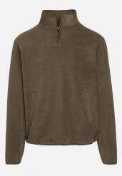 Zielona Bluza Zakładana przez Głowę z Suwakiem przy Dekolcie Rerista. Zielone bluzy męskie Born2be, l, bez wzorów, eleganckie, bez ramiączek, bez kaptura. Za 64.99 zł.