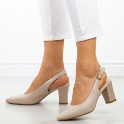 Cieliste czółenka damskie na słupku z odkrytą pietą Sergio Leone Sk162. Czółenka damskie Sergio Leone, na lato, bez wzorów, ze skóry, eleganckie, bez obcasa, na słupku, bez zapięcia. Za 159.00 zł.