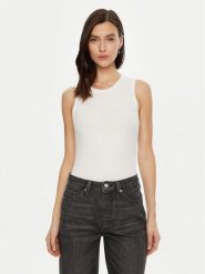 Calvin Klein Top K20K208054 Biały Slim Fit. Białe topy damskie Calvin Klein, xl, bez wzorów, bez kołnierzyka, bez ramiączek. Za 119.99 zł.