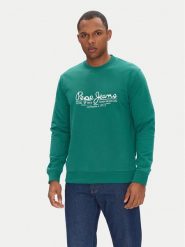 Pepe Jeans Bluza Dumas PM582832 Zielony Regular Fit. Zielone bluzy męskie Pepe Jeans, m, bez wzorów, z bawełny, bez ramiączek, bez kaptura. Za 169.99 zł.