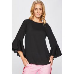 Trussardi Jeans - Bluzka. Czarne bluzki damskie TRUSSARDI JEANS, bez wzorów, z jeansu, bez kołnierzyka, bez ramiączek. W wyprzedaży za 319.90 zł.