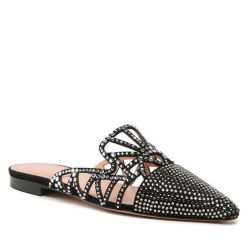 Klapki Alberta Ferretti. Czarne klapki damskie Alberta Ferretti, bez wzorów, bez obcasa, bez zapięcia. Za 1,699.00 zł.