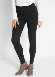 Legginsy z mieszanki bawełny. Czarne legginsy damskie bonprix, bez wzorów, z bawełny. Za 69.99 zł.