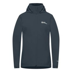 Kurtka przeciwdeszczowa damska Jack Wolfskin Trailtime 2L. Niebieskie kurtki sportowe damskie Jack Wolfskin, na wiosnę, l, bez wzorów, bez ramiączek, bez kaptura, trekkingowe. Za 459.99 zł.