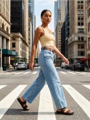 Jeansy wide leg z paskiem - niebieski. Niebieskie jeansy damskie Sinsay, bez wzorów, z jeansu. Za 79.99 zł.