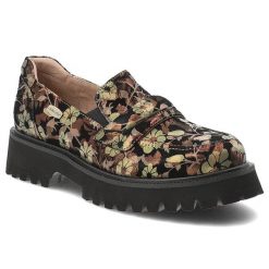 Półbuty damskie Laura Vita, wsuwane skórzane bogato zdobione w kwiaty eleganckie na grubej podeszwie, brązowe, SL3011-3. Brązowe półbuty damskie Laura Vita, z aplikacjami, eleganckie, bez obcasa, bez zapięcia. Za 439.00 zł.