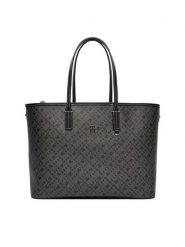 Tommy Hilfiger Torebka Th Monoplay AW0AW17696 Czarny. Czarne shopperki damskie Tommy Hilfiger, bez wzorów, ze skóry, bez dodatków. Za 899.99 zł.