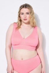 Damski Top bikini miękkie miseczki brokat. Czerwone stroje kąpielowe damskie Ulla Popken, plus size, bez wzorów, z elastanu. Za 130.99 zł.