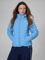 4F Kurtka z wypełnieniem syntetycznym damska - niebieska M. Niebieskie kurtki sportowe damskie 4F, m, bez wzorów, z materiału, bez ramiączek, bez kaptura. Za 269.99 zł.