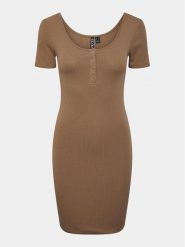 Pieces Sukienka codzienna Kitte 17146324 Brązowy Slim Fit. Brązowe sukienki damskie Pieces, na co dzień, m, bez wzorów, z bawełny, bez kołnierzyka, bez ramiączek, proste. Za 79.99 zł.