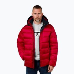 Kurtka zimowa męska Pitbull Barles Ribstop Padded Hooded. Czerwone kurtki męskie PITBULL, na zimę, m, bez wzorów, z bawełny, eleganckie, bez kaptura. Za 209.99 zł.
