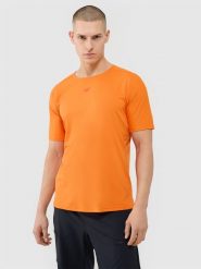 4F Koszulka rowerowa szybkoschnąca męska - pomarańczowa XXL. Brązowe t-shirty męskie 4F, l, bez wzorów, z dzianiny, bez kołnierzyka, bez ramiączek. Za 79.99 zł.