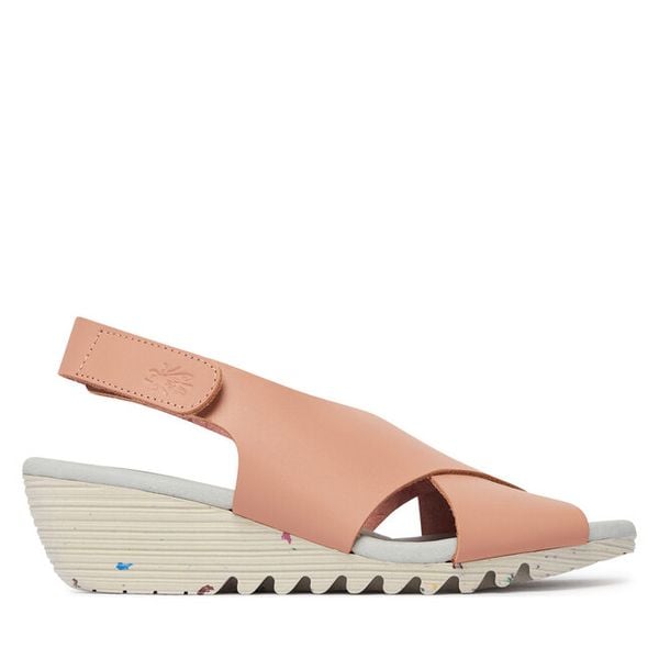 Sandały Fly London. Czerwone sandały damskie Fly London, bez wzorów, bez obcasa, na koturnie, bez zapięcia. Za 291.99 zł.
