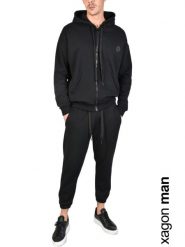 Xagon Man Bluza "Fleece" | MDAWS6 | Fleece | Mężczyzna | Czarny. Czarne bluzy męskie Xagon, m, z aplikacjami, z bawełny, bez ramiączek, bez kaptura. W wyprzedaży za 199.00 zł.