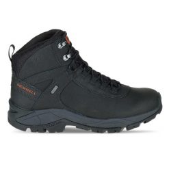 Panowie outdoorowy Merrell Vego Mid LTR WP - Mężczyźni - Czarny. Czarne buty zimowe męskie Merrell, bez wzorów, z materiału, bez obcasa, bez zapięcia. Za 597.00 zł.