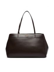 Calvin Klein Torebka Ck Croc Snap Large Tote LV04F3904G Brązowy ciemny. Brązowe shopperki damskie Calvin Klein, bez wzorów, ze skóry, bez dodatków. Za 749.99 zł.