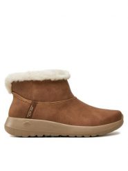 Skechers Botki On-the-GO Joy 144800/CSNT Brązowy. Brązowe botki damskie Skechers, bez wzorów, ze skóry, bez obcasa, na płaskiej podeszwie, bez zapięcia. Za 339.99 zł.