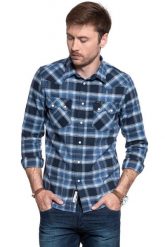 KOSZULA LEE RIDER SHIRT NAVY L851DN35. Niebieskie koszule męskie Lee, l, bez wzorów, klasyczne, bez kołnierzyka, bez ramiączek. W wyprzedaży za 69.99 zł.