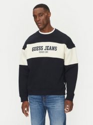 Guess Jeans T-Shirt M4BQ39 K9V31 Granatowy Regular Fit. Niebieskie bluzy męskie Guess Jeans, m, z aplikacjami, z bawełny, bez ramiączek, bez kaptura. Za 299.99 zł.