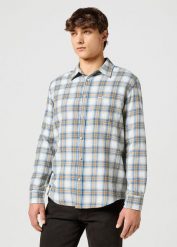 WRANGLER MĘSKA KOSZULA 1 PKT INDIGO SHIRT WHITE 112357227 W5K8018067. Białe koszule męskie Wrangler, m, bez wzorów, bez kołnierzyka, bez ramiączek. Za 149.99 zł.