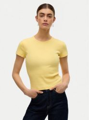 Vero Moda T-Shirt Chloe 10306894 Żółty jasny Tight Fit. Żółte t-shirty damskie Vero Moda, xs, bez wzorów, z bawełny, bez kołnierzyka, bez ramiączek. Za 69.99 zł.