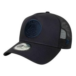 New Era czapka z daszkiem Trucker Cap Paris Saint-Germain granatowa. Niebieskie czapki damskie PSG, bez wzorów. Za 169.00 zł.